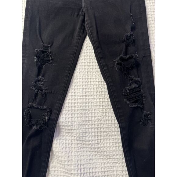 Abercrombie Fitch Jeans Womens 26 Simone High Rise Ankle Black Denim Distressed - Picture 2 of 4